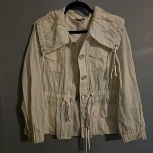 Sundance Cream Utility Jacket with Drawstring Waist